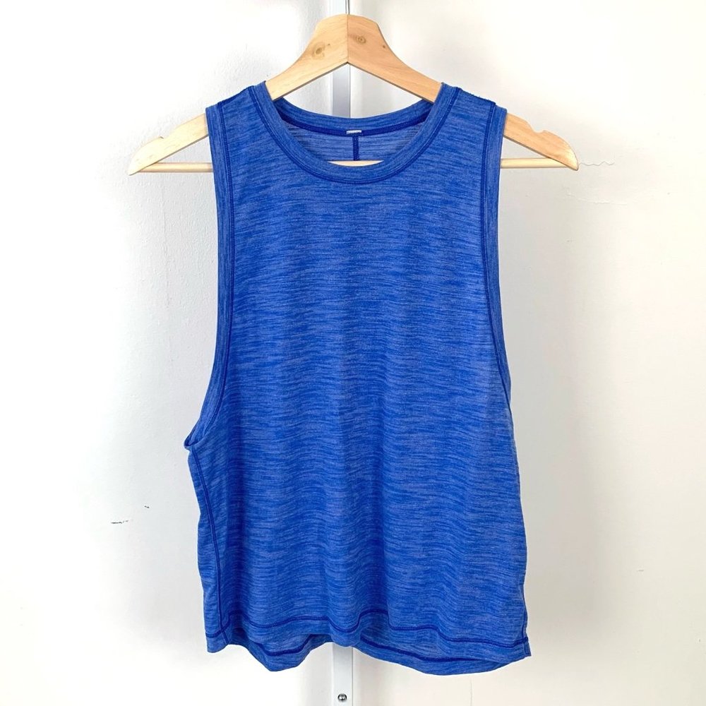 Lululemon Cardio Squad Tank II Sleeveless Run Top Heather Cerulean Blue Est 4